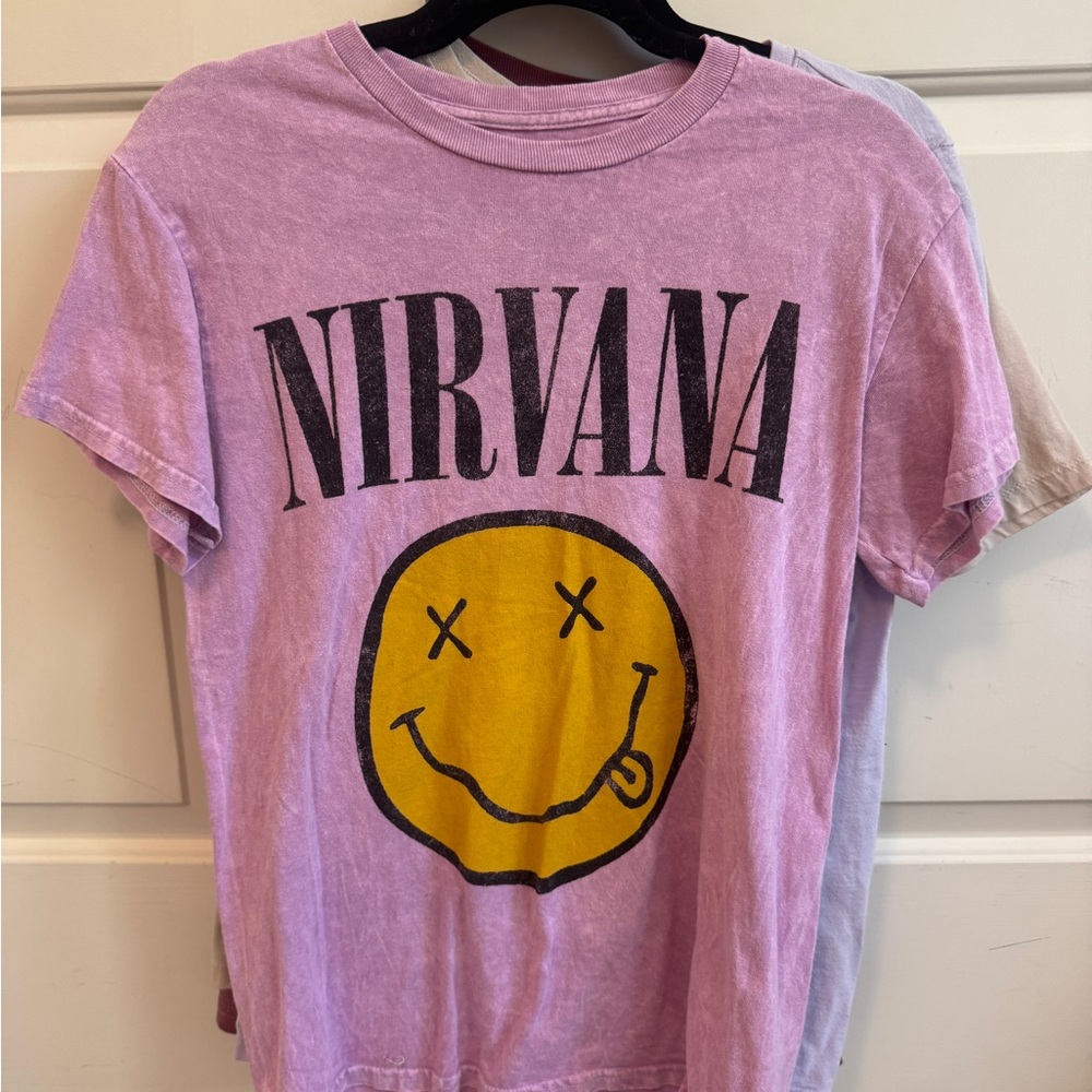 NIRVANA Pink and Yellow Short Sleeve Tee